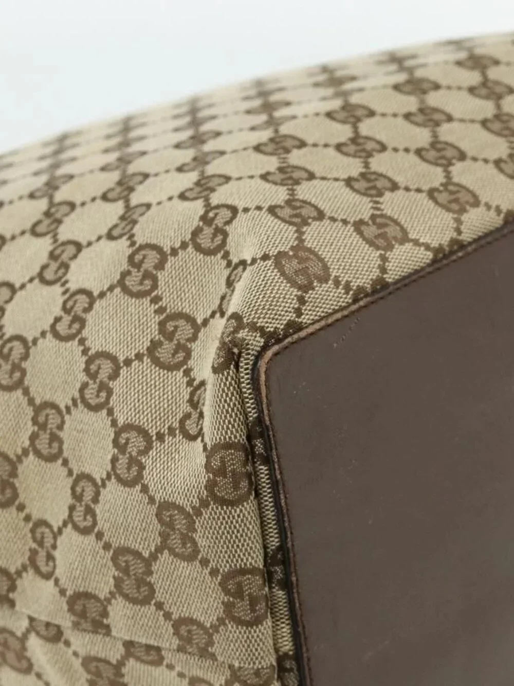 GUCCI GG Canvas Tote Bag Beige Silver 31242 Auth
